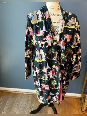⭐️5FOR$25⭐️ Nick & Nora Bathrobe Poodles in Paris with Eiffel Tower kimono